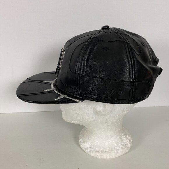 Marvel Black Panther Movie Faux Leather Snapback Hat Cap Metal Logo Heavyweight - Picture 3 of 8